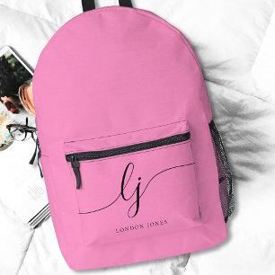 Hot Pink Vrouwelijke Typografische Naam Girly Bedrukte Rugzak