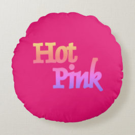 Hot Pink w. naam ronde katoenkussen Rond Kussen