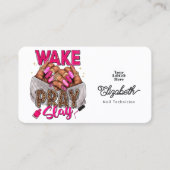 Hot-Pink Wake, Bidden, Slay Nail Salon Visitekaartje (Voorkant)