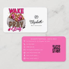 Hot-Pink Wake, Pray, Slay Nagelsalon Visitekaartje