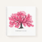 Hot Pink Waterverf Cherry Blossom Tree Notitieboek (Voorkant)