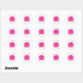 'Hot Pink Waterverf Flower 2'-adreslabel Ronde Sticker (Vel)