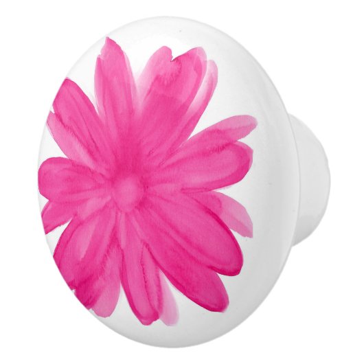 'Hot Pink Waterverf Flower 2' Keramische Knop (Rechts)