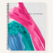 Hot Pink Waterverf gepersonaliseerd tijdschrift Notitieboek (Voorkant)