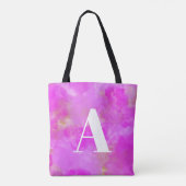 Hot Pink Waterverf monogram typografie Tote Bag (Achterkant)