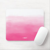Hot Pink Waterverf Ombre Monogram Mousepad Muismat (Met muis)