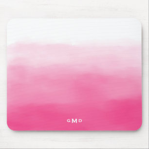 Hot Pink Waterverf Ombre Monogram Mousepad Muismat