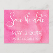 Hot Pink Waterverf Typografie Sla de datum 2 Aankondigingskaart (Voorkant)