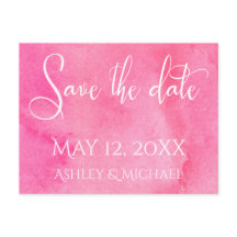 Hot Pink Waterverf Typografie Sla de datum 2