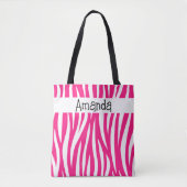 Hot Pink Wavy Animal Print Tote Tote Bag (Voorkant)