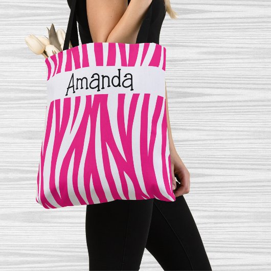 Hot Pink Wavy Animal Print Tote Tote Bag