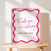 Hot Pink Wavy Border Bedankt voor je komst Reclamebord Met Voetstuk
