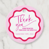 Hot Pink Wavy Border Bedankt Vrijgezellenfeest Bedankjes Labels (Voorkant)