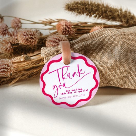 Hot Pink Wavy Border Bedankt Vrijgezellenfeest Bedankjes Labels