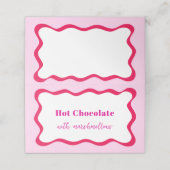 Hot Pink Wavy Border Buffet Label Vrijgezellenfees Plaatskaartje (Buitenkant ongevouwen)