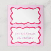 Hot Pink Wavy Border Buffet Label Vrijgezellenfees Plaatskaartje (Buitenkant ongevouwen)