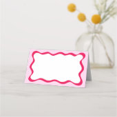 Hot Pink Wavy Border Buffet Label Vrijgezellenfees Plaatskaartje (Achterkant)