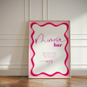 Hot Pink Wavy Border Mimosa Bar Cocktail Drinken Reclamebord Met Voetstuk
