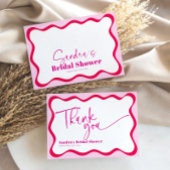 Hot Pink Wavy Border Vrijgezellenfeest Bedankt