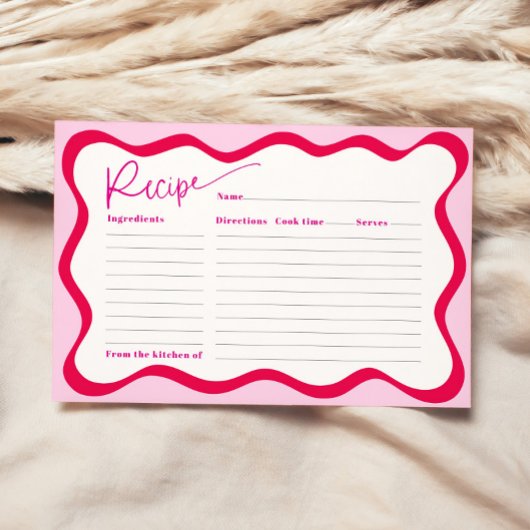 Hot Pink Wavy Border Vrijgezellenfeest Recept Kaar Kaart