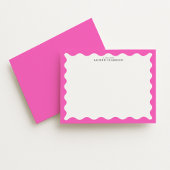 Hot Pink Wavy Frame Note Card Kaart