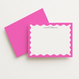 Hot Pink Wavy Frame Note Card Kaart