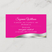 Hot Pink Wavy Silver Decor Classy en stijlvol Visitekaartje (Achterkant)