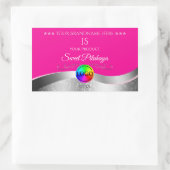 Hot Pink Wavy Silver Logo Monogram Productlabel Rechthoekige Sticker (Tas)