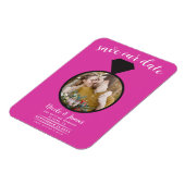 Hot Pink Wedding Ring foto Opslaan van de datum Magneet (Linkerzijde)