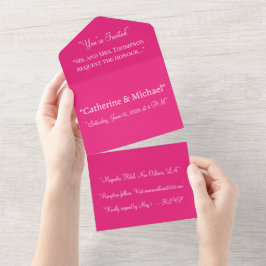 Hot Pink Wedding Uitnodigen | Bold Summer Design All In One Uitnodiging