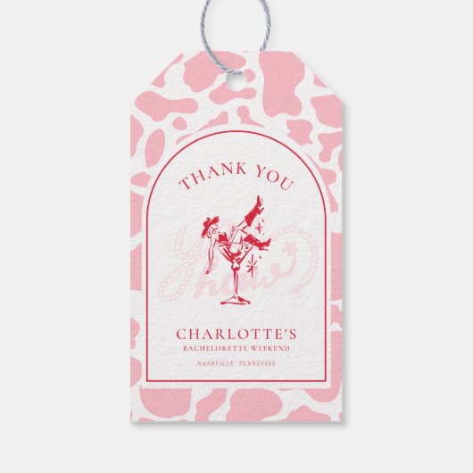Hot Pink Westerne vrijgezellenfeest Cadeaulabel (Achterkant)