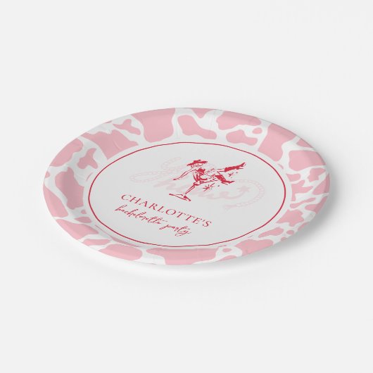 Hot Pink Westerne vrijgezellenfeest Papieren Bordje (Gekanteld)