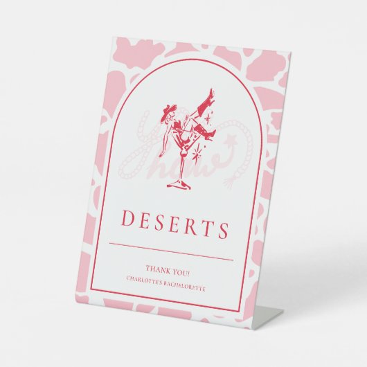 Hot Pink Westerne vrijgezellenfeest Reclamebord Met Voetstuk (Voorkant)