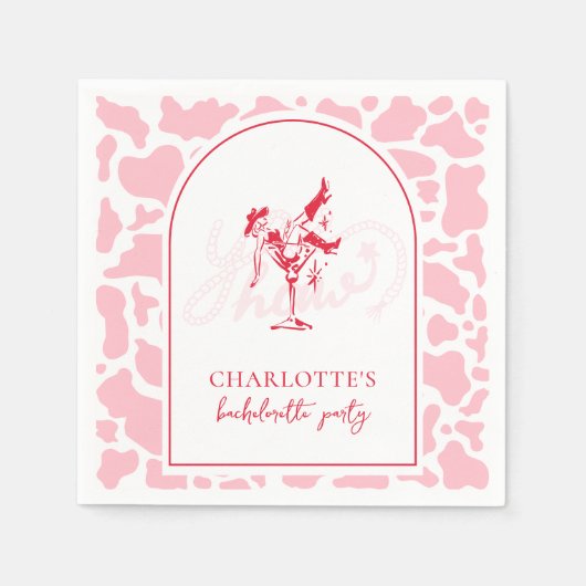 Hot Pink Westerne vrijgezellenfeest Servet (Voorkant)