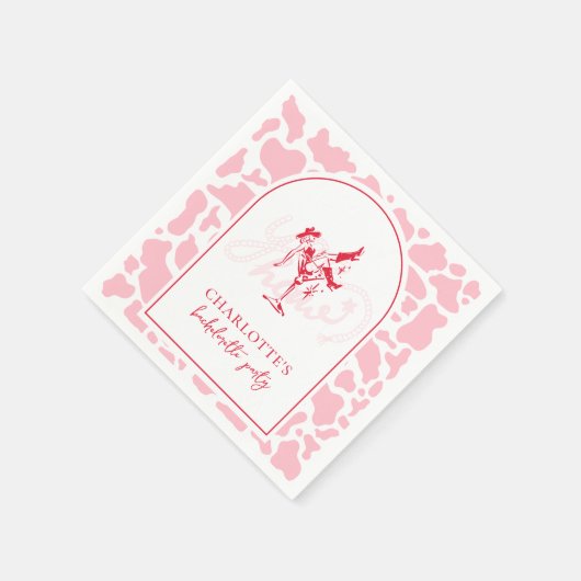 Hot Pink Westerne vrijgezellenfeest Servet (Hoek)