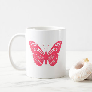 Hot Pink Whimsical Butterfly gepersonaliseerde mok