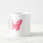 Hot Pink Whimsical Butterfly gepersonaliseerde mok (Voorkant links)
