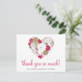 Hot Pink Whimsical Floral Heart Hartelijk dank Bri Briefkaart (Staand voorkant)