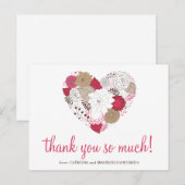 Hot Pink Whimsical Floral Heart Hartelijk dank Bri Briefkaart (Voorkant / Achterkant)