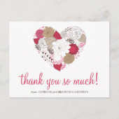 Hot Pink Whimsical Floral Heart Hartelijk dank Bri Briefkaart (Voorkant)