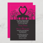 Hot Pink Whimsical Giraffe 5x7 huwelijksuitnodigin Kaart (Voorkant / Achterkant)