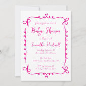 Hot Pink Whimsical Handgeschreven Meisje Baby show Kaart (Voorkant)