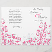 Hot Pink & White Abstract Floral Wedding Programme (Voorkant)