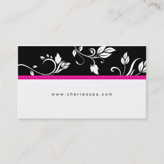 Hot Pink White Black Floral Trendy visitekaartje (Voorkant)