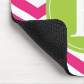 Hot Pink White Chevron Green Monogram Muismat (Hoek)