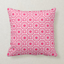 Hot Pink & White Circle Squares Design Decorative