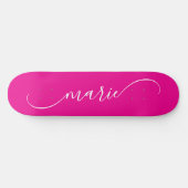 Hot Pink White Classy Curved Swash Handtekening Na Persoonlijk Skateboard (Horizontaal)