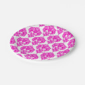 Hot Pink & White Damask Chic Elegant Party Papieren Bordje (Gekanteld)