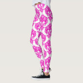 Hot Pink White Damask Chic Modern Elegant Patroon Leggings (Links)