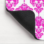 Hot Pink White Damask Chic Modern Elegant Patroon Muismat (Hoek)